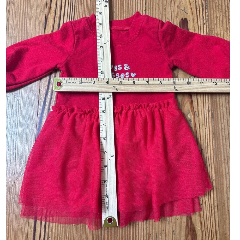 Carter's Tutu Dress Kids Red Hugs & Kisses Heart Long Sleeve SIZE 12m